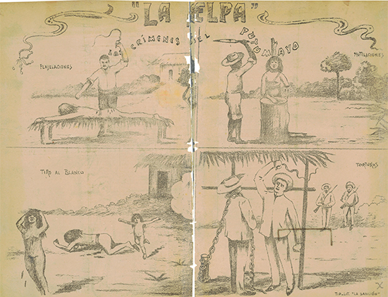 Ilustración Diario La Felpa sobre maltrato a los indígenas en las caucherías