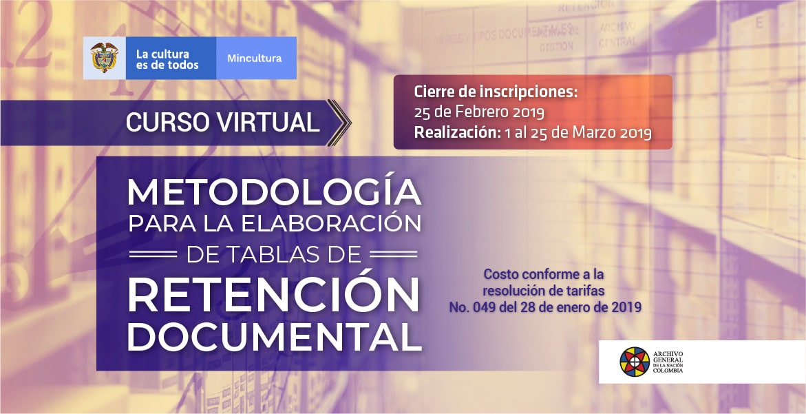 imagen curso virtual  metodología elaboración de tablas de retención documental