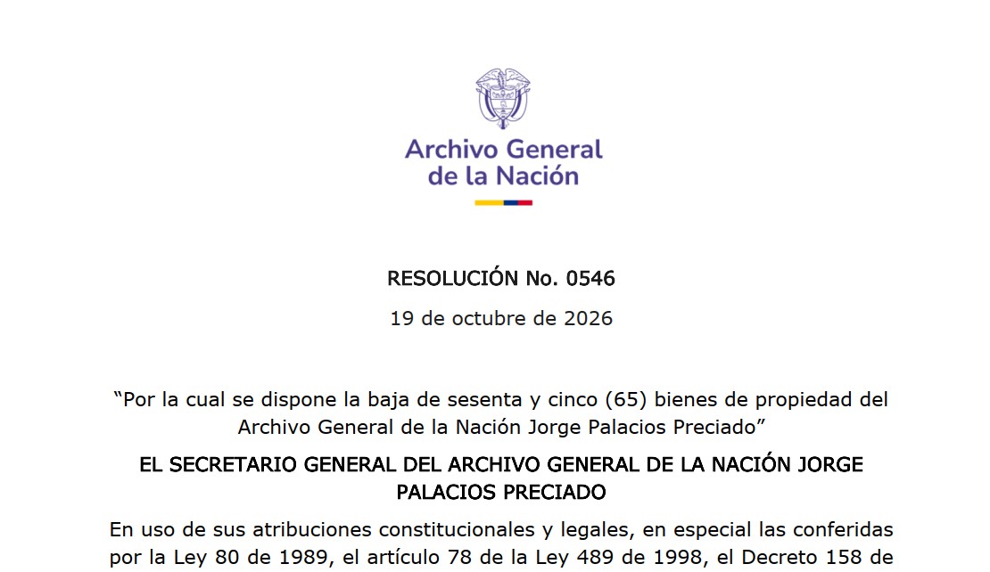 RESOLUCIÓN No. 0546  19 de octubre de 2026