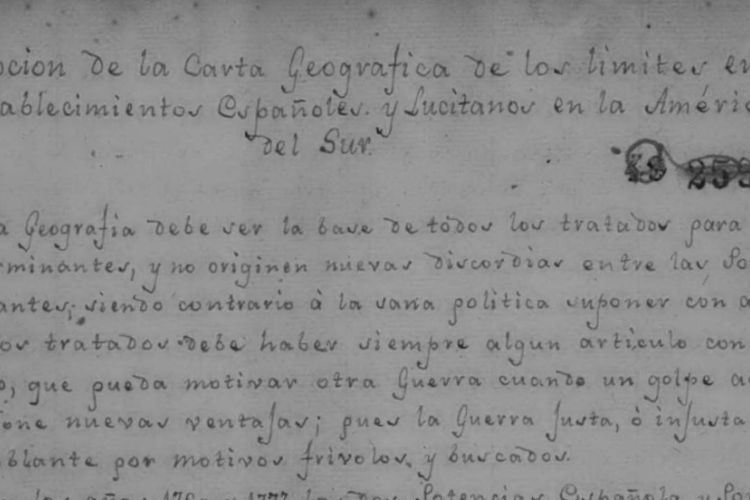 Descripción de la carta geográfica de los limites entre los establecimientos españoles y lusitanos en la América del Sur